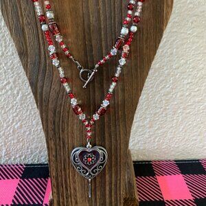 “Be Still My Heart” Handmade Beaded Lanyard ID Badge Holder Necklace